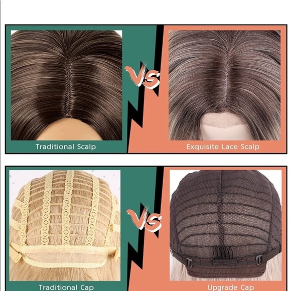 NWT Ash Blonde Wig Bangs Ombre Long Brown 26 Inch - Picture 5 of 7